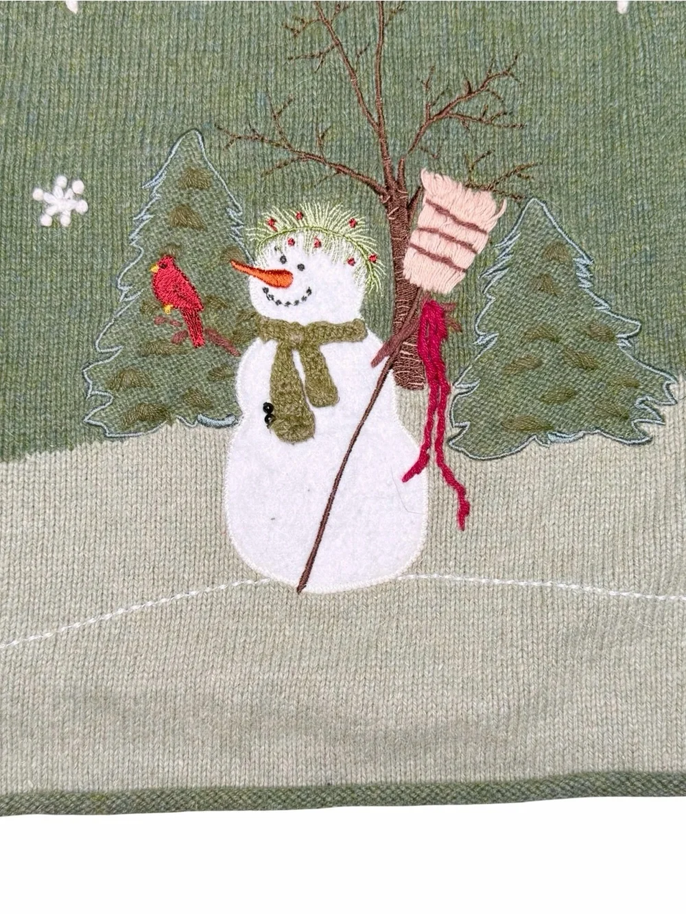 Croft And Barrow Vintage Y2K Snowman Scene Full Zip Cardigan Teachercore